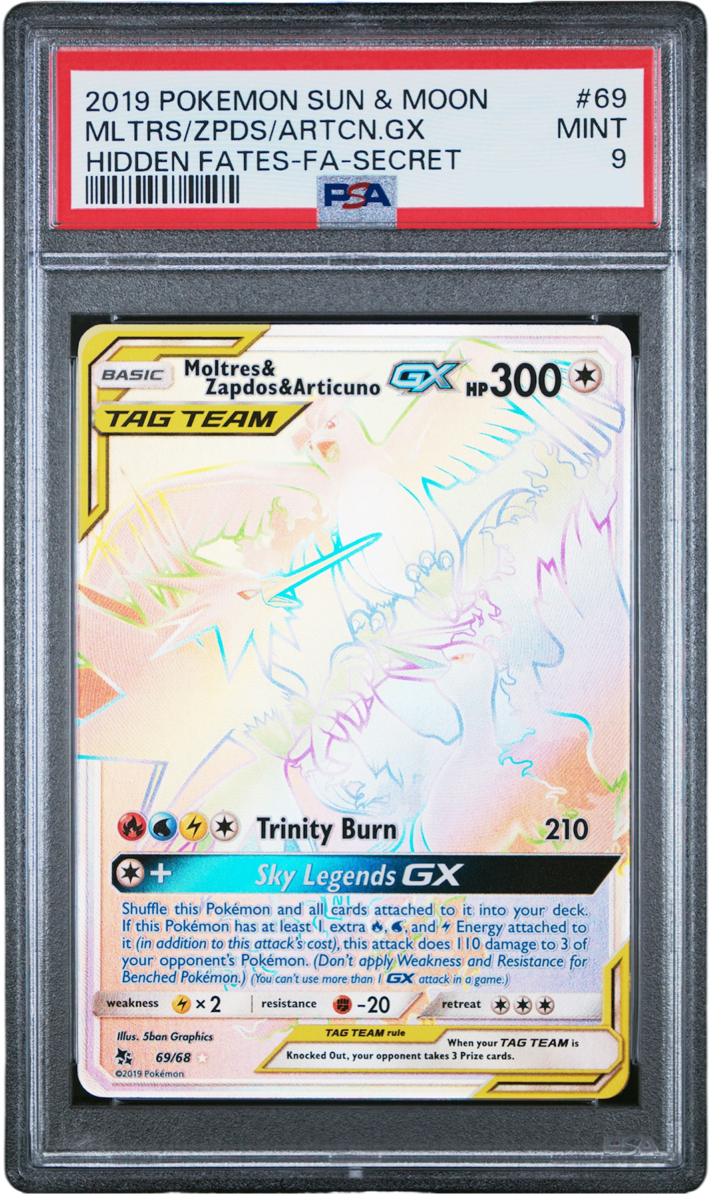Moltres & Zapdos & Articuno GX Hidden Fates #69 PSA 9